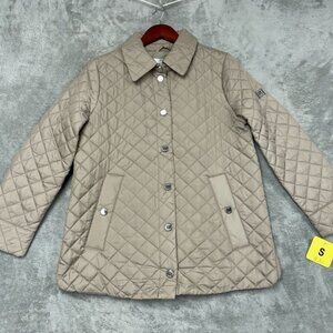 Anne Klein Womens Lightweight Quilted Tan Jacket Snap Button Closure S d0451